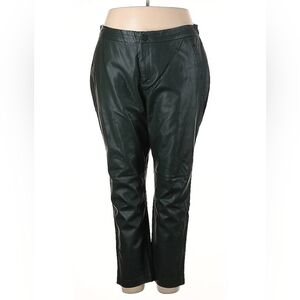 Eloquii Forest Green Leather Trousers